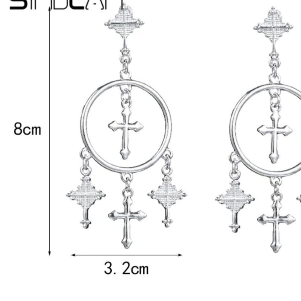 New Gold Tone Cross Earrings